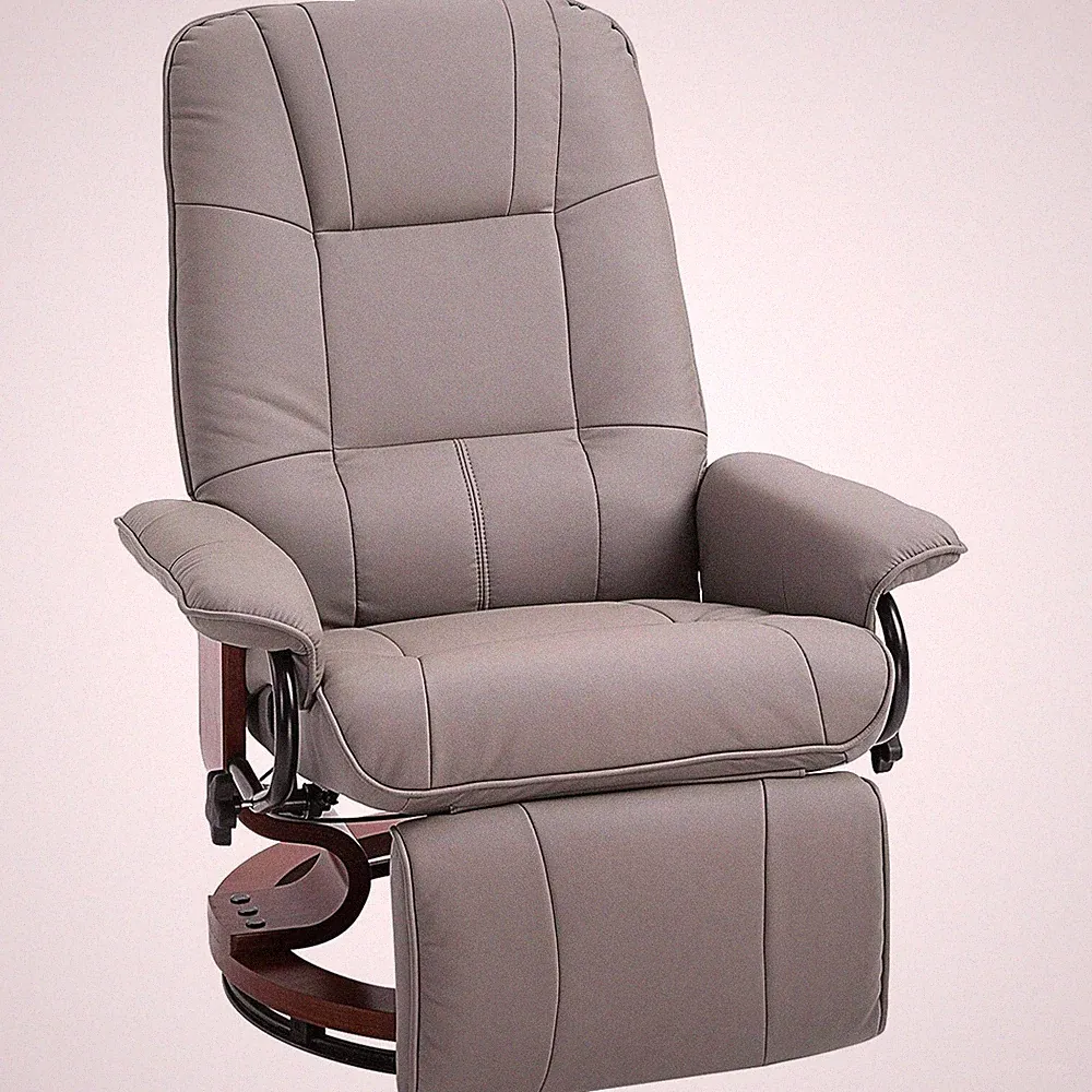 Manual Recliner Chair Armchair Sofa with Faux Leather Upholstered Wooden Base fo