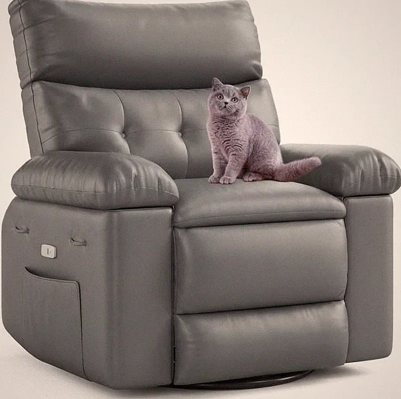 Oversized Swivel Rocker Recliner Chair - Plush PU Leather, 400Lbs Capacity