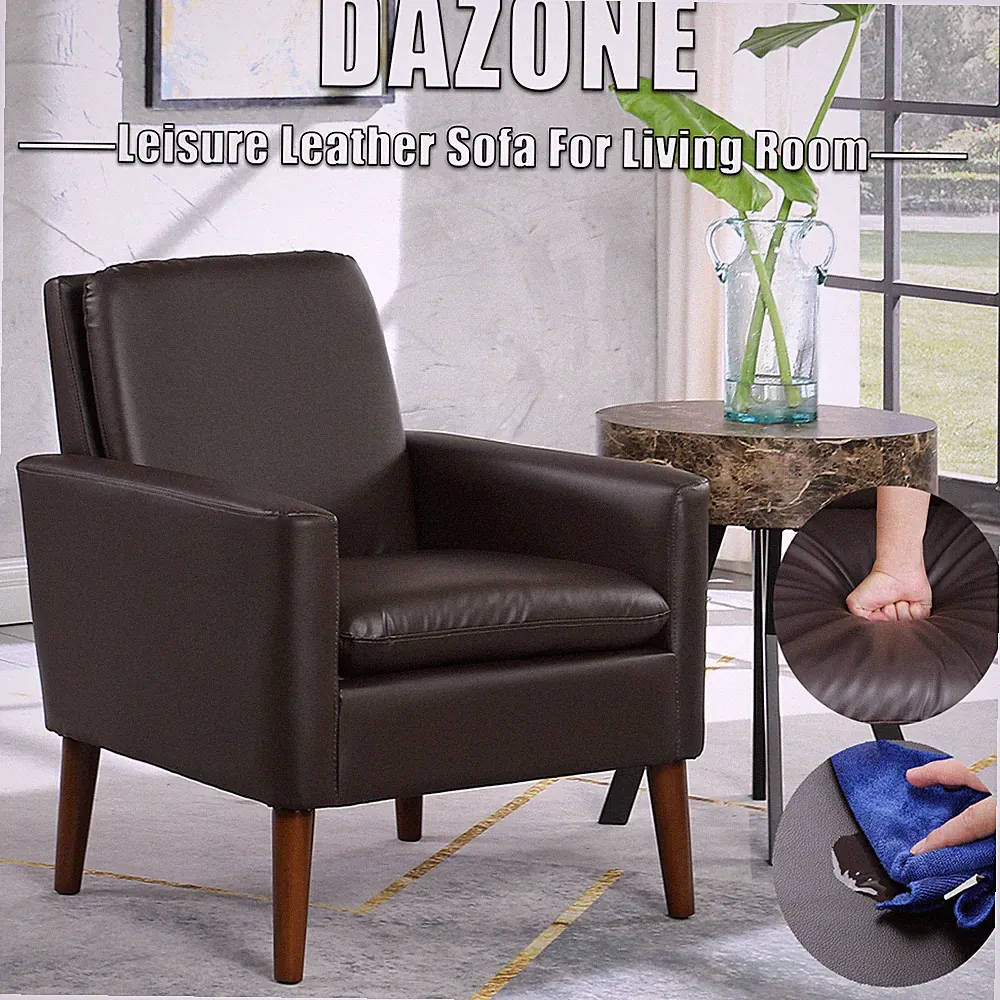 PU Leather Armchair Modern Accent Chair Single Sofa Lounge Upholstered Leisure