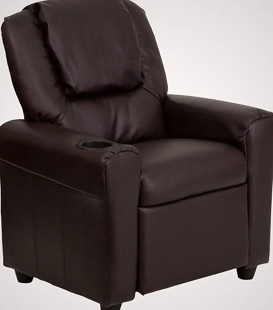 Vana Leathersoft Kids Recliner with Cup Holder, Headrest, and Safety Recline, Co